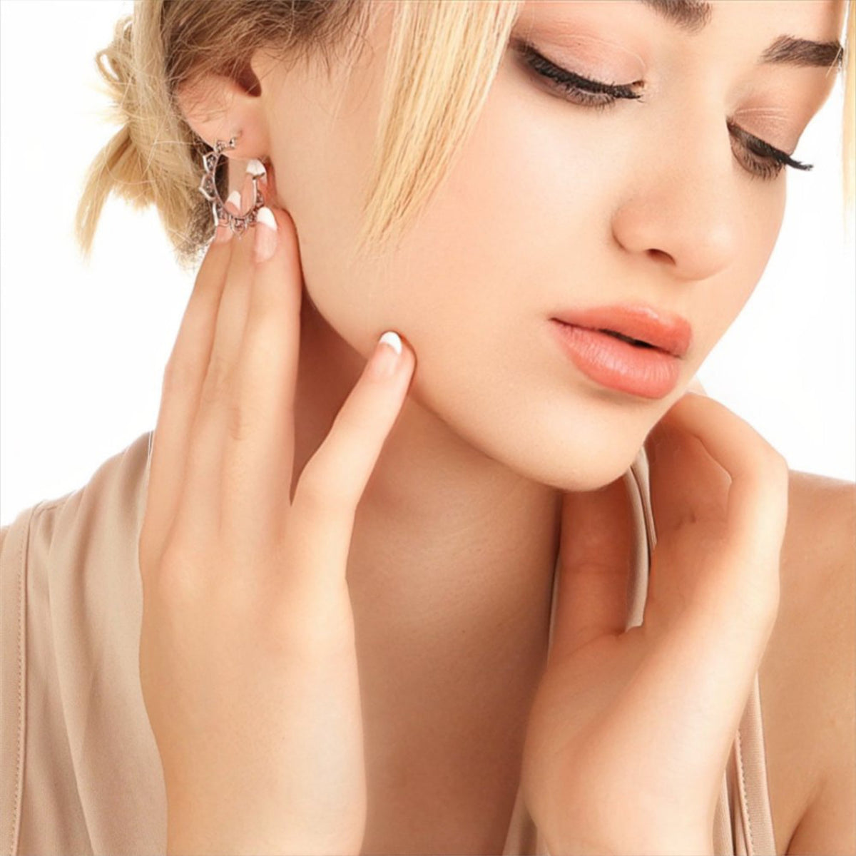 KARMA Oriental Hoop Earrings - 925 Sterling Silver Earrings - OHR925-84
