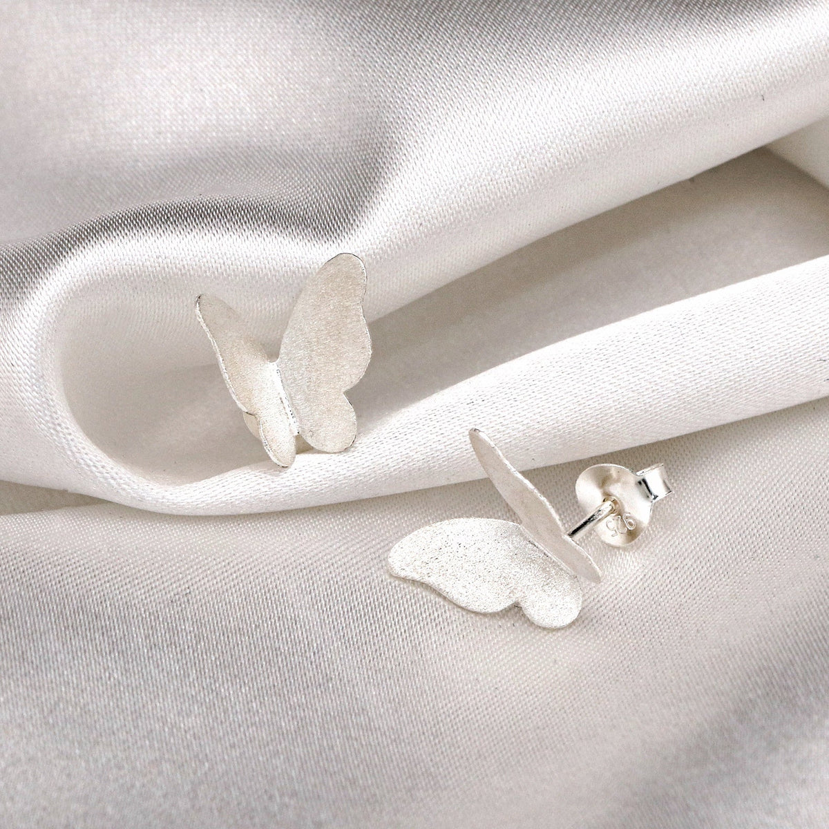 Mini Butterfly Stud Earrings - Minimalist 925 Sterling Silver Earrings - OHR925-73