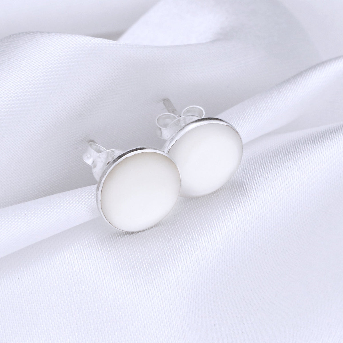 PEARLESCENT MINI Stud Earrings - 925 Sterling Silver Minimalist Earrings - OHR925-128