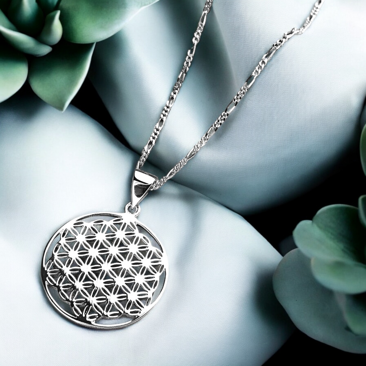 925 Sterling Silver Necklace Flower of Life - K925-80