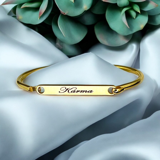 Personalizable stainless steel bangle - engraving - gold color…
