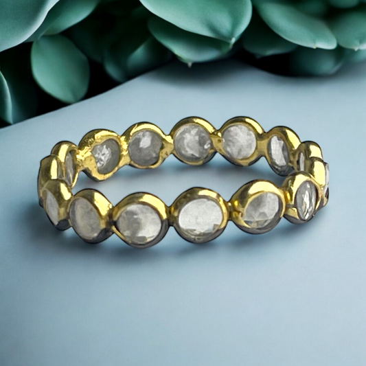 Gold-Plated Stainless Steel Ring with Herkimer Diamonds…