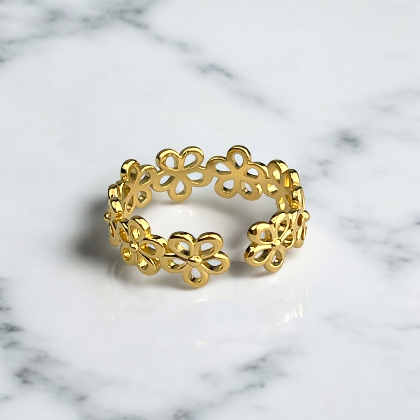 925 Sterling Silver Ring – Gold Plated, Adjustable, Filigree Floral…