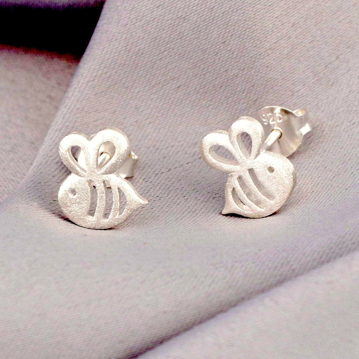 Bee Mini Stud Earrings - 925 Sterling Silver - OHR925-90