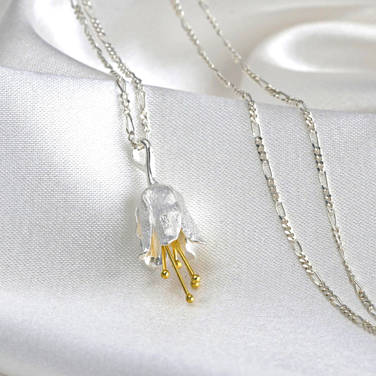 Bluebell Pendant - 925 Sterling Silver Necklace - Floral Jewelry - K925-103