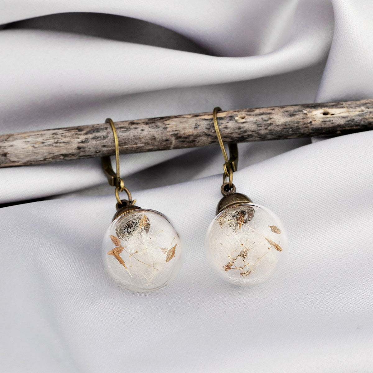 Real Dandelion Earrings - Bronze Jewelry in Vintage Style - VINOHR-11