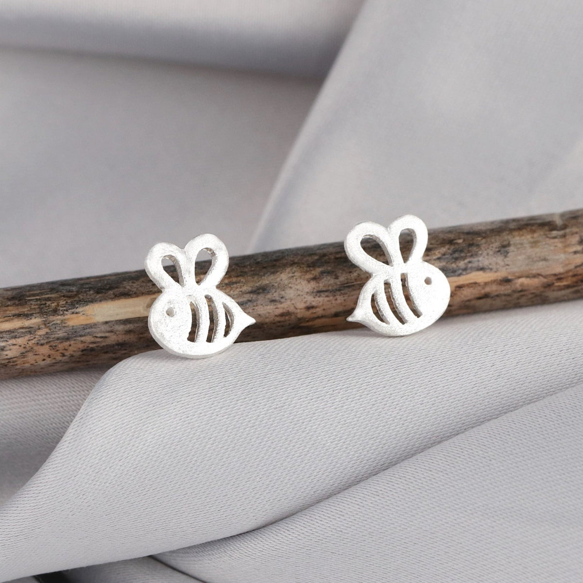 Bee Mini Stud Earrings - 925 Sterling Silver - OHR925-90