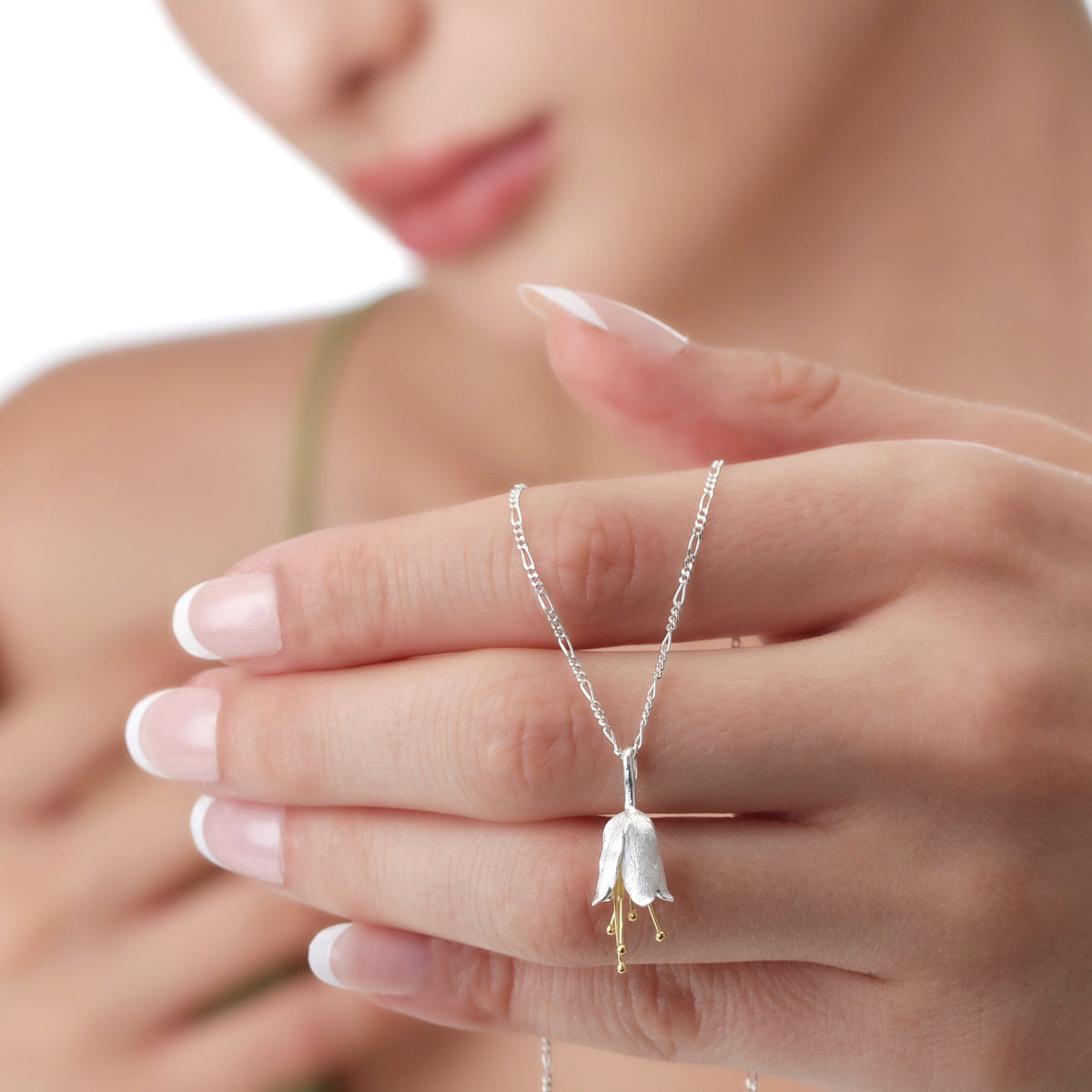 Bluebell Pendant - 925 Sterling Silver Necklace - Floral Jewelry - K925-103
