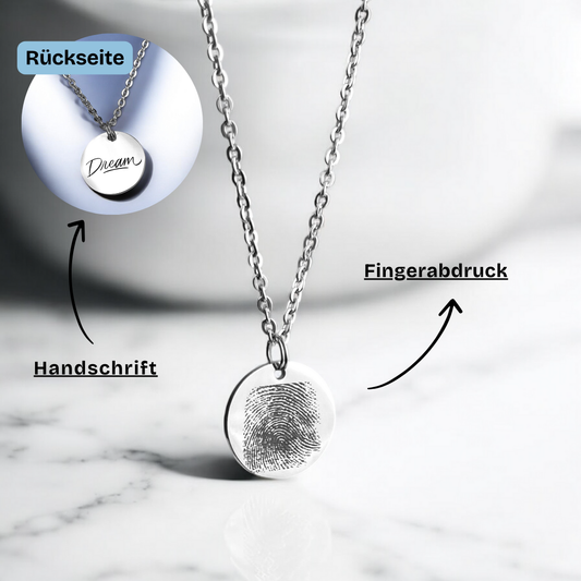 Personalized Stainless Steel Necklace with Fingerprint & Custom…