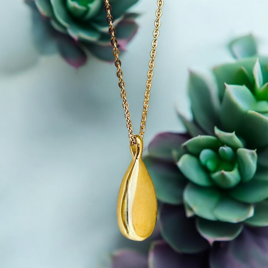 Golden Memorial - Gold-Plated Stainless Steel Necklace with Teardrop…