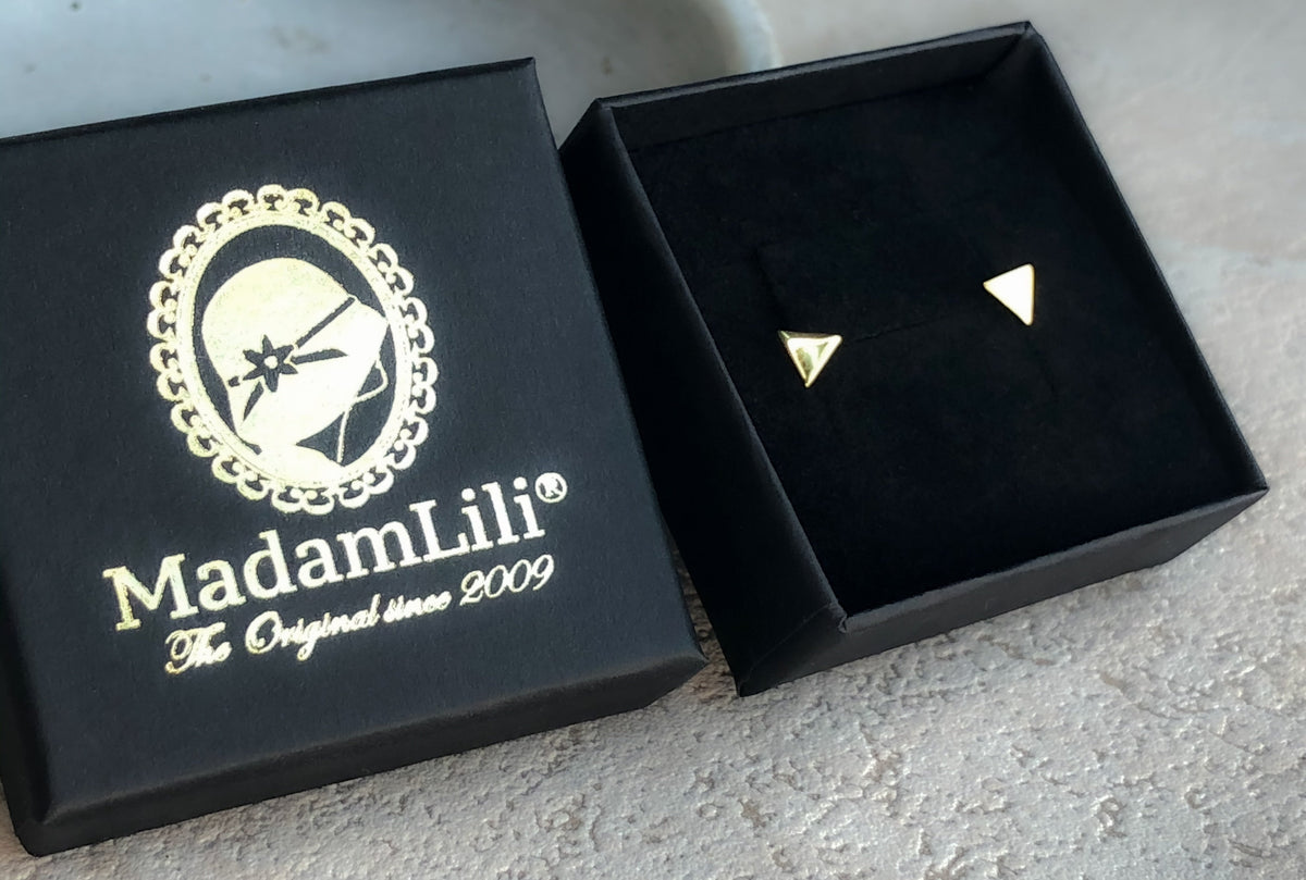 Geometric Mini Stud Earrings - 925 Sterling Gold Gold-Plated - OHR925-35