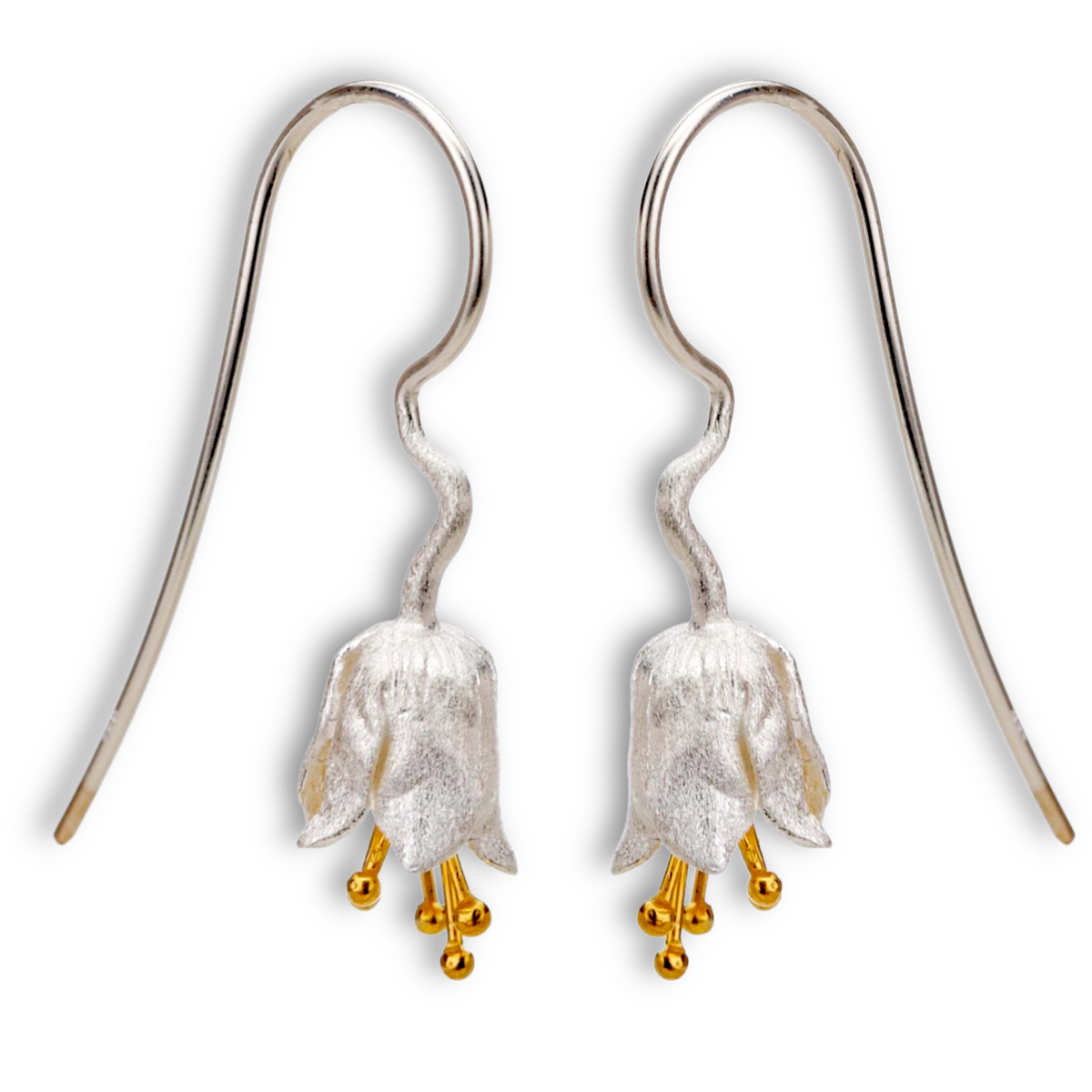 Bluebell Earrings - 925 Sterling Gold-Plated - Matte Stamens - OHR925-86