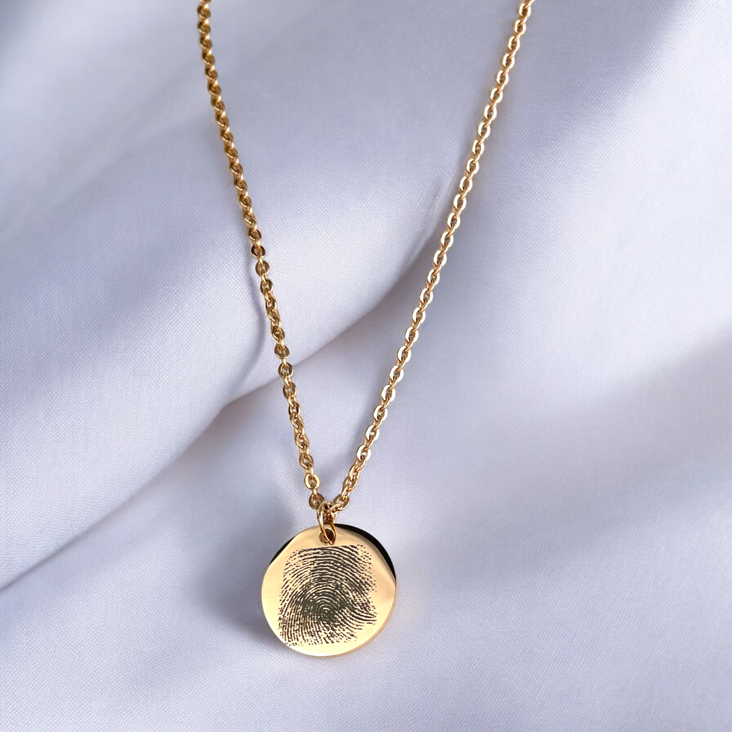 Personalized Stainless Steel Necklace with Fingerprint & Custom…