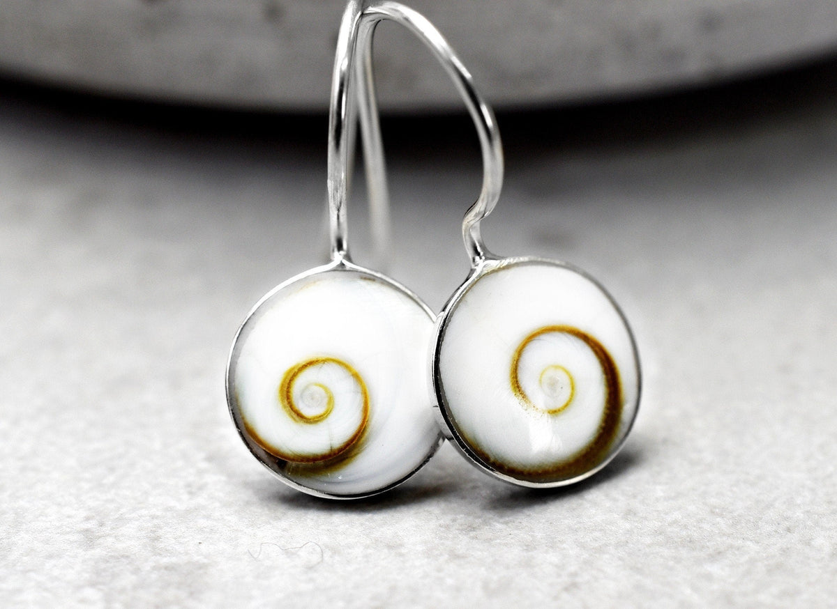 Shiva Eyes Earrings - 925 Sterling Silver Minimalist Shell Ocean Sea Maritime Jewelry - OHR925-53