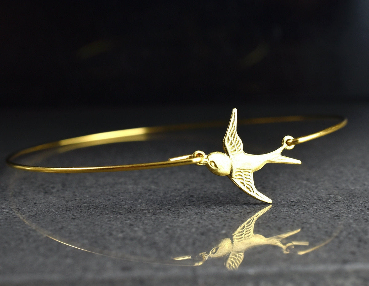 Swallow Flight Gold Bangle - Swallow Freedom Globetrotter Jewelry - RETARM-50