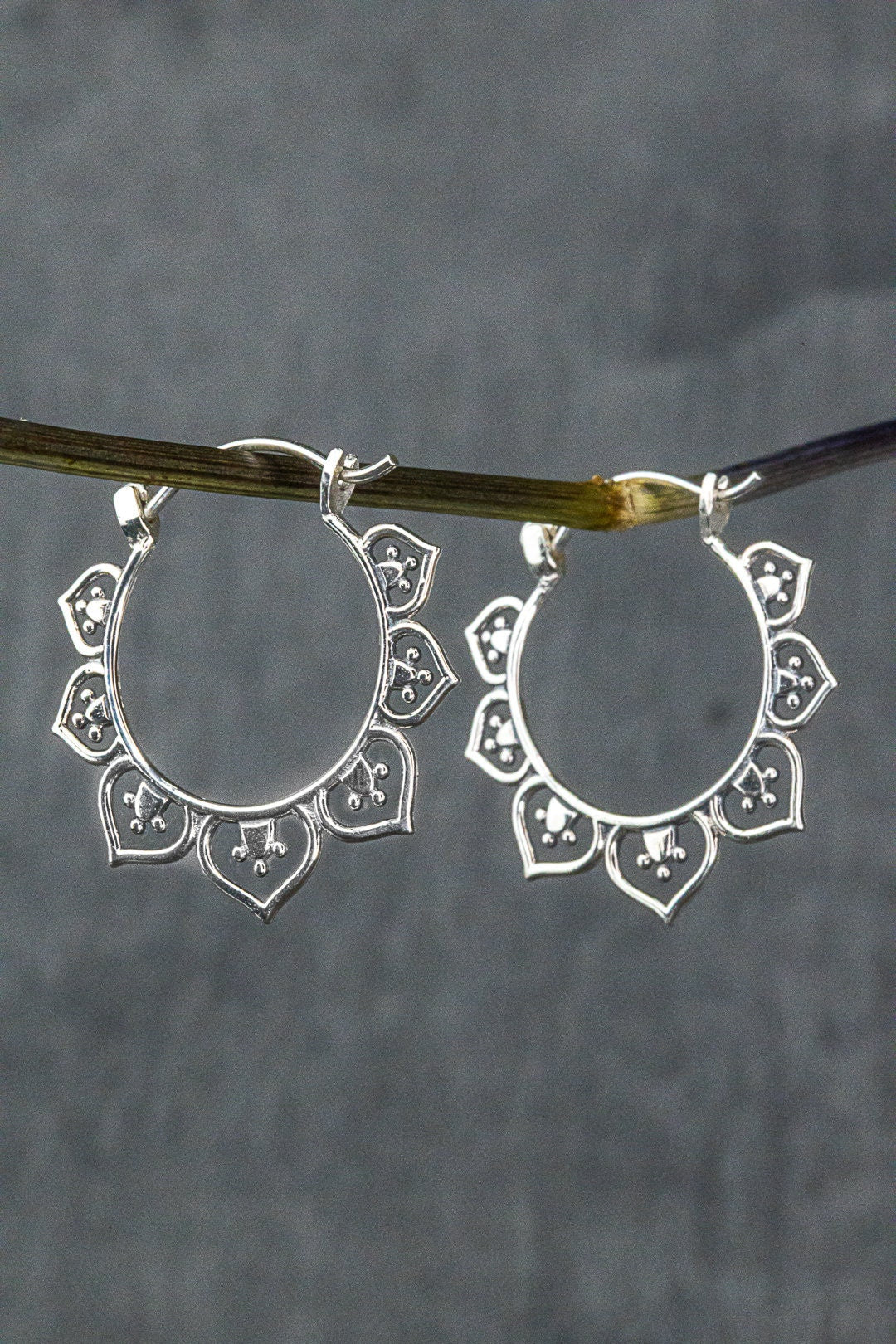 KARMA Oriental Hoop Earrings - 925 Sterling Silver Earrings - OHR925-84