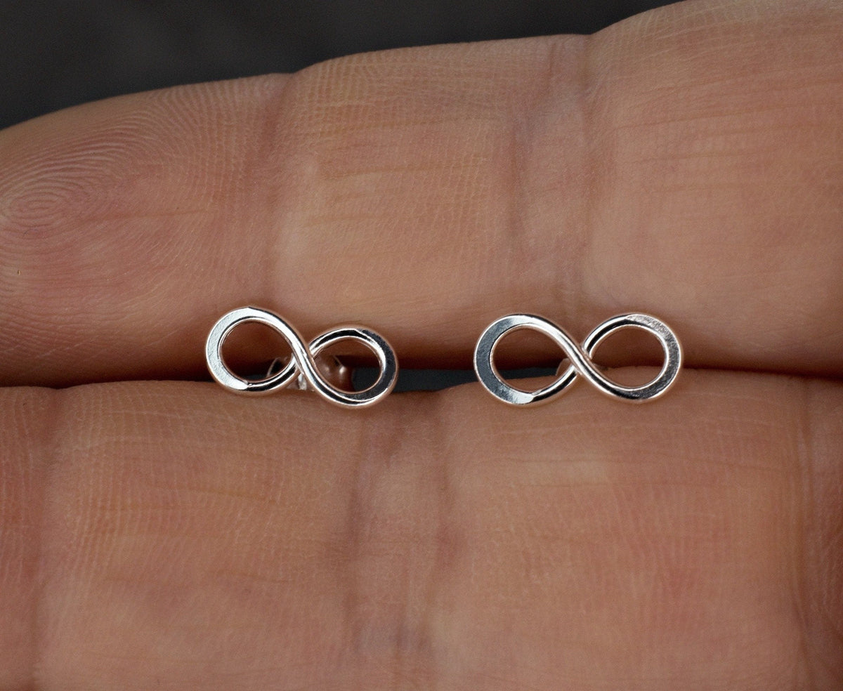 Infinity Mini Stud Earrings - 925 Sterling Silver Minimalist Jewelry - OHR925-110