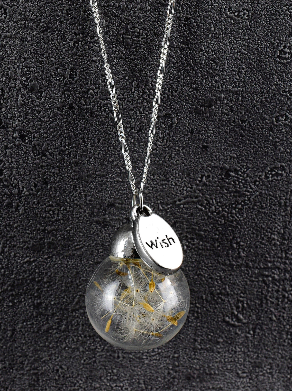 Dandelion Necklace 925 Sterling Silver Wish Make a Wish Terrarium Jewelry - K925-18