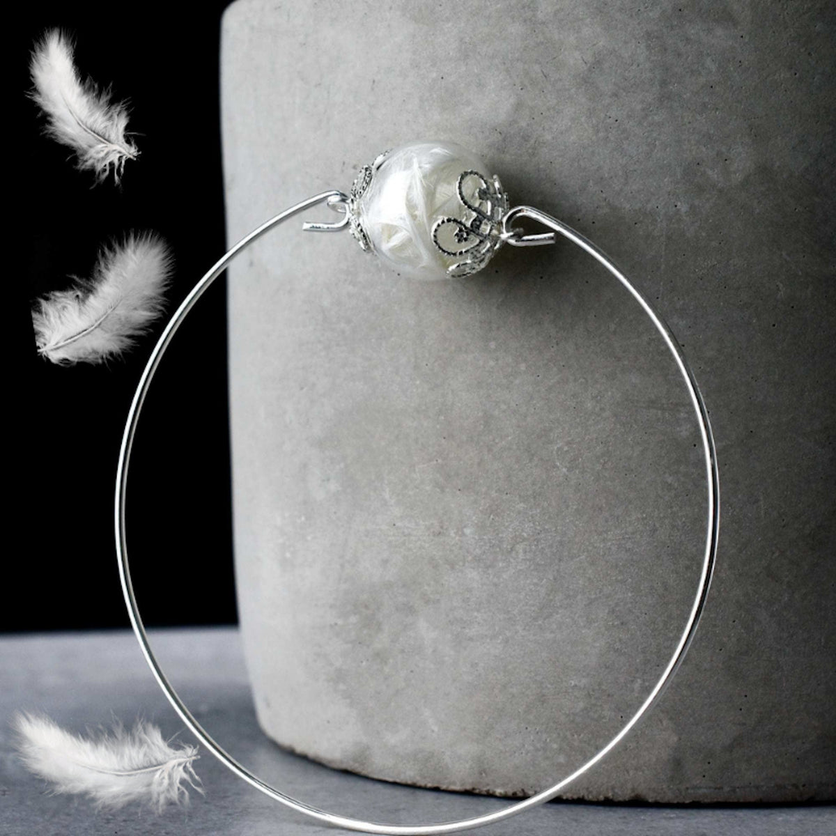 Bangle with real feathers - Engelsfeder Jewelry - RETARM-11