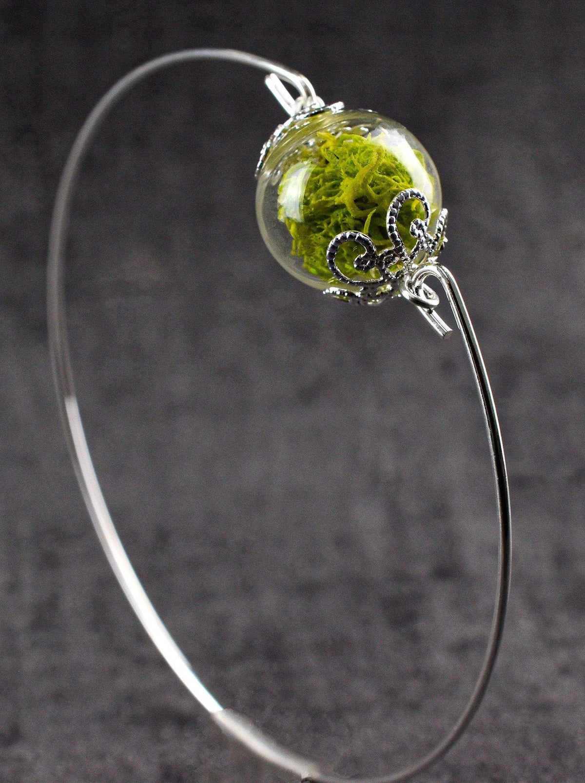 Genuine Green Moss Bangle - Minimalist Nature Jewelry - RETARM-28