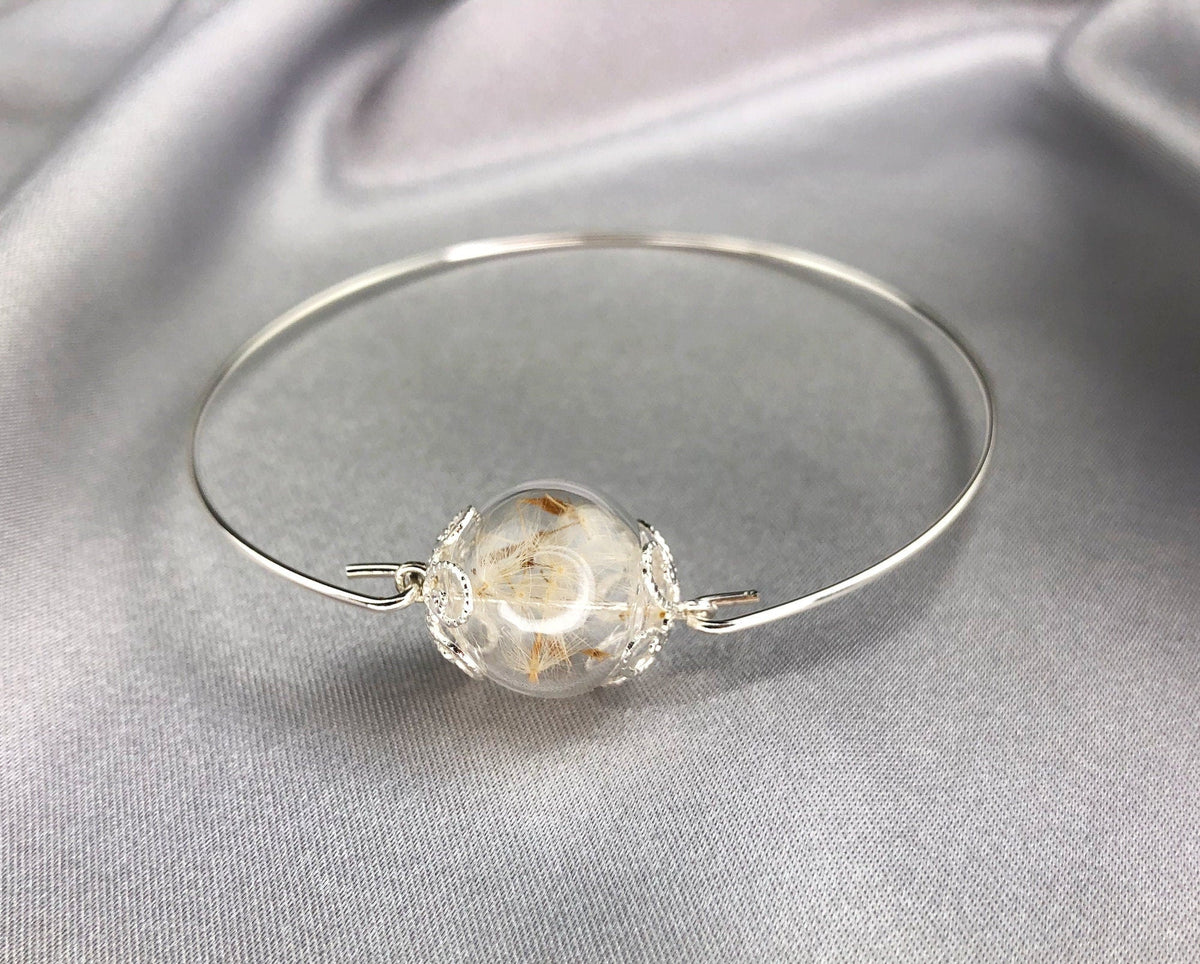 Elegant Dandelion Seed Bangle - Minimalist Silver-Plated Jewelry - RETARM-32