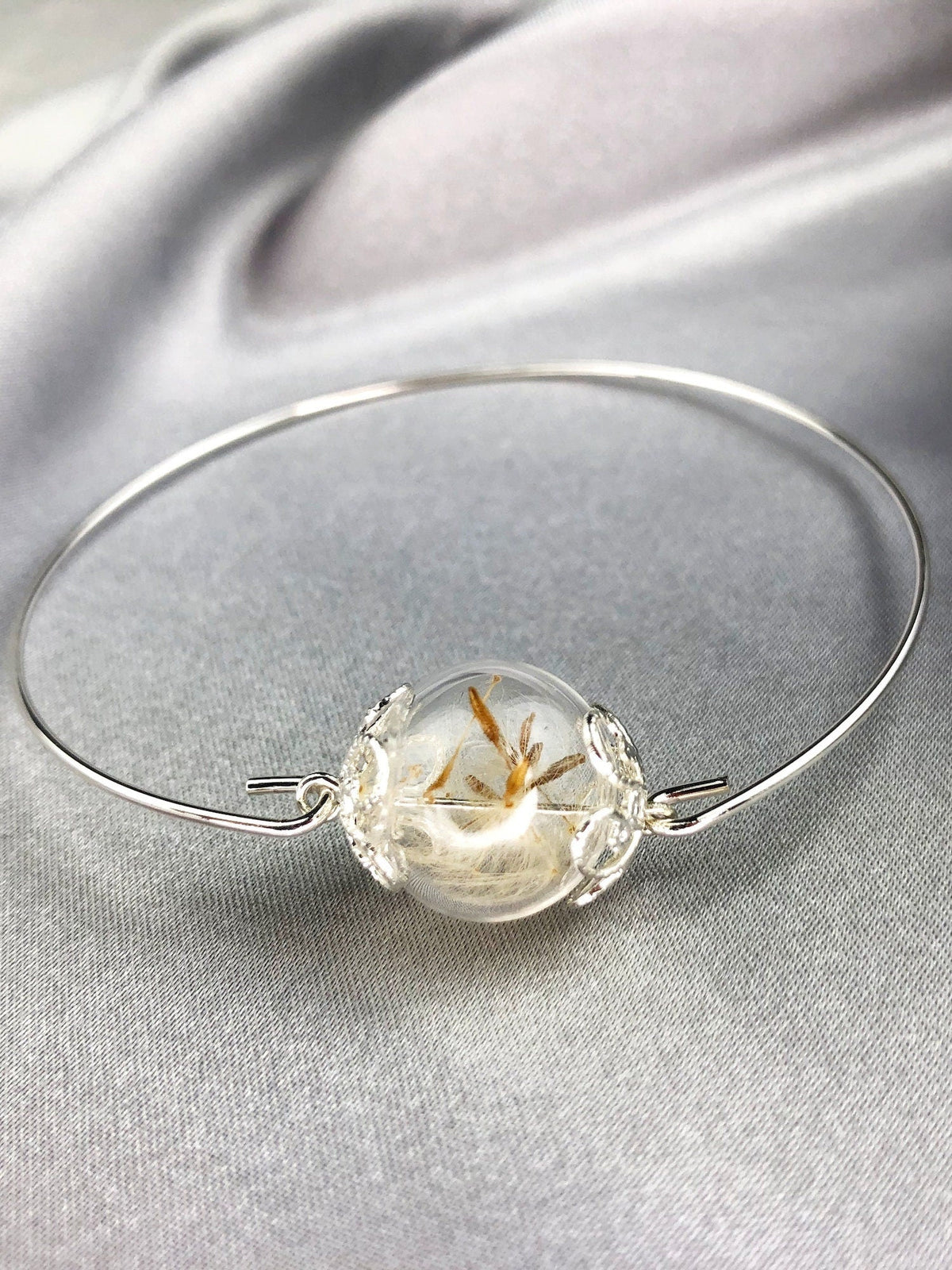 Elegant Dandelion Seed Bangle - Minimalist Silver-Plated Jewelry - RETARM-32