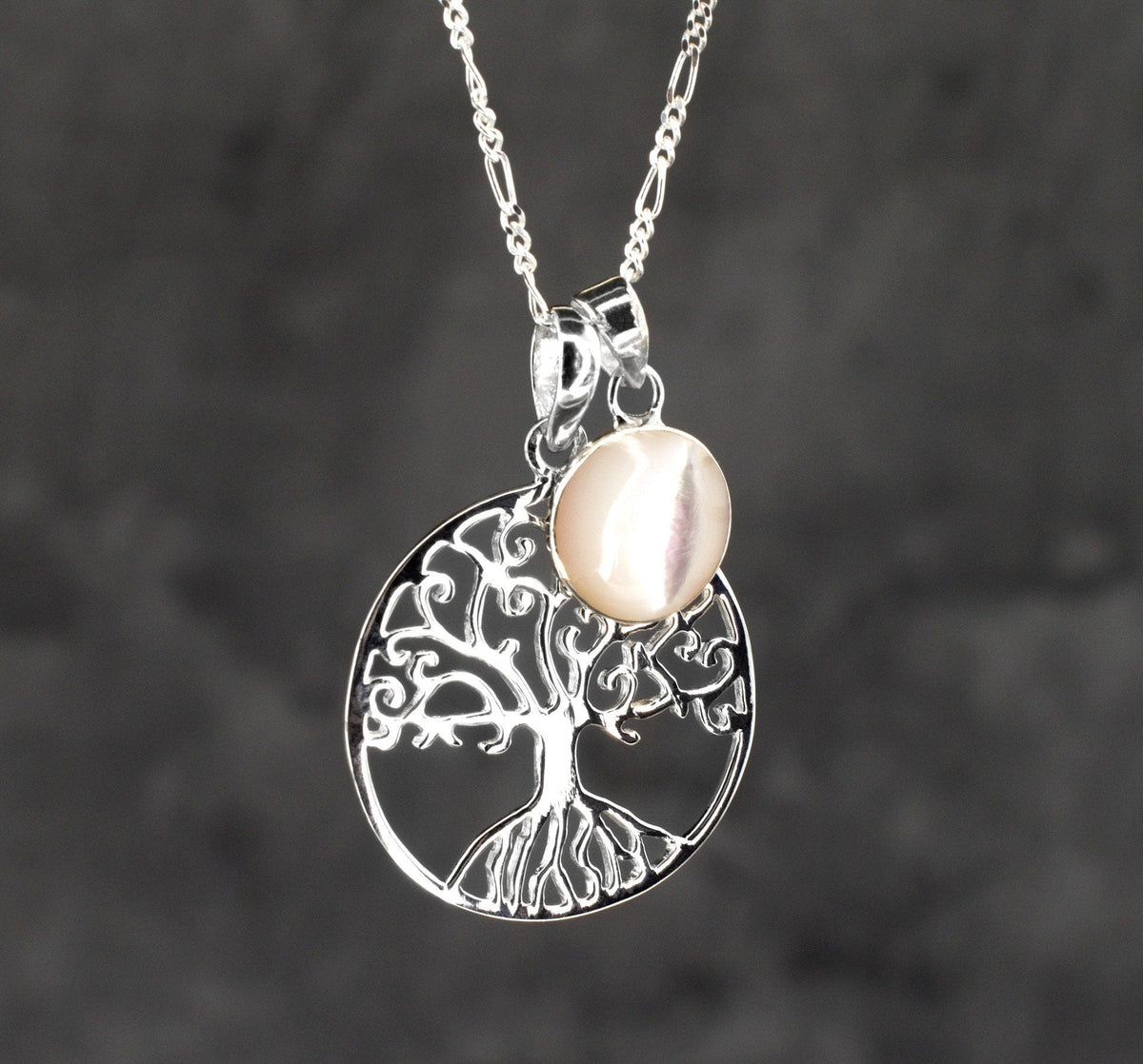 Tree of Life & Mother of Pearl 925 Silver Necklace Jewelry Set - Maritime Nature-Inspired Necklace - K925-49