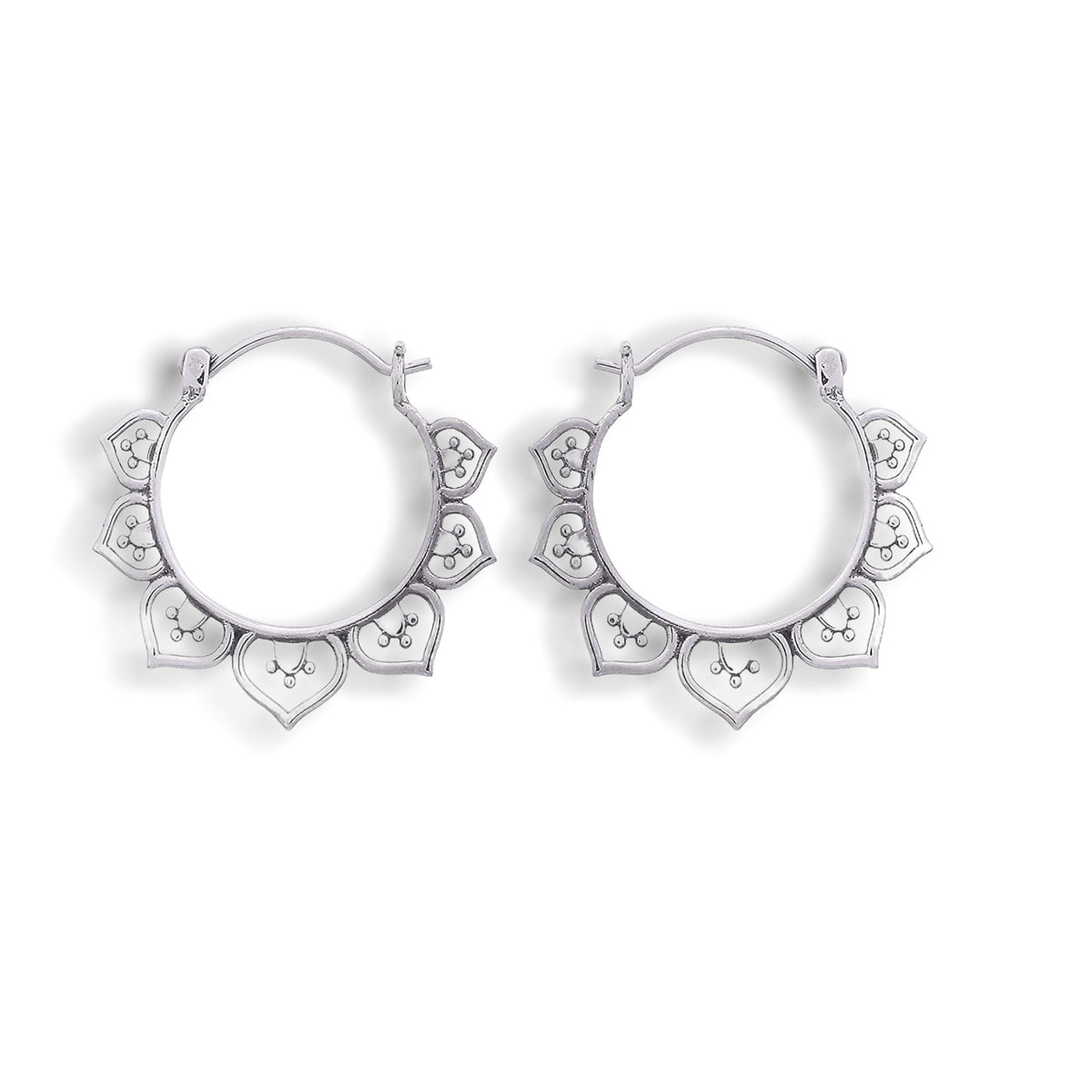 KARMA Oriental Hoop Earrings - 925 Sterling Silver Earrings - OHR925-84