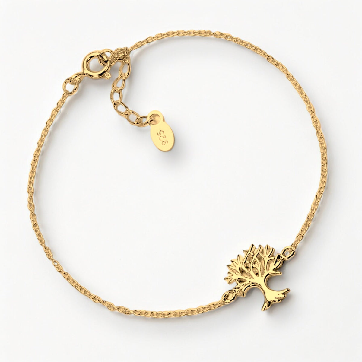 Bracelet with Tree of Life made of 925 Sterling Silver – 18K Gold plated, 16.5 cm Length - ARM925-36