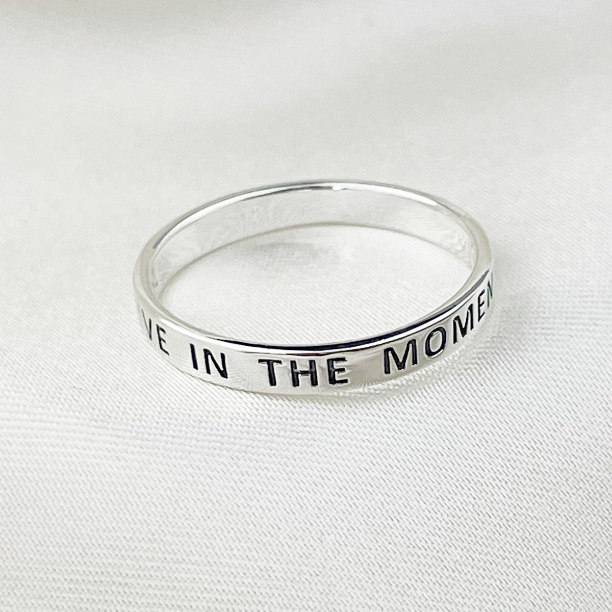 ENJOY LIFE Ring - 925 Sterling Silver Engraved Signet Ring RG925-48