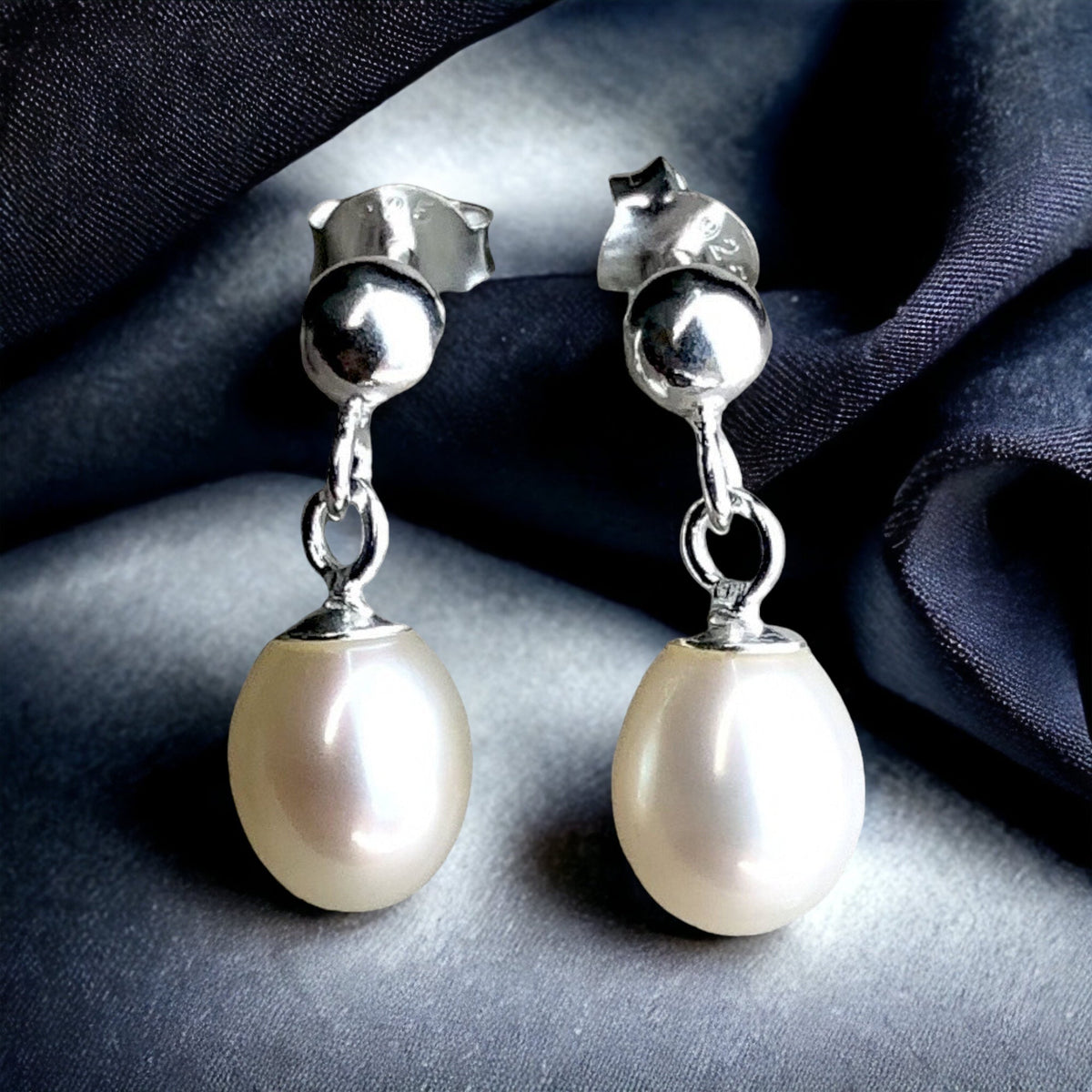 Classic Pearl Earrings - 925 Sterling Silver Luxurious Pearl Drop Earrings - OHR925-67
