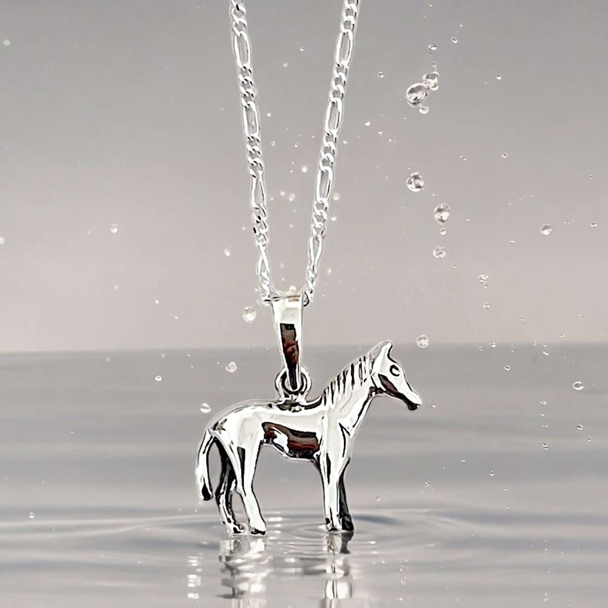 925 Sterling Silver Necklace with 3D Horse Pendant – Hypoallergenic, 50cm Length - K925-83