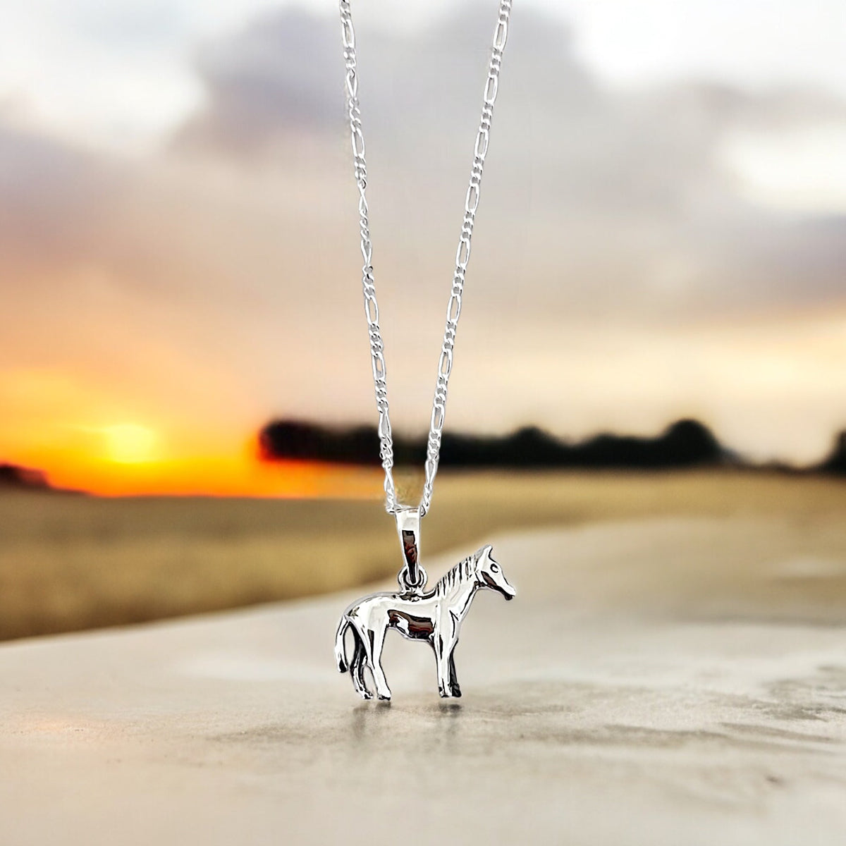 925 Sterling Silver Necklace with 3D Horse Pendant – Hypoallergenic, 50cm Length - K925-83