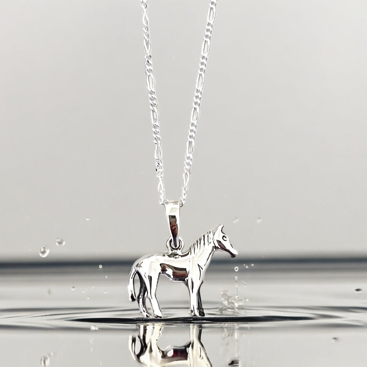 925 Sterling Silver Necklace with 3D Horse Pendant – Hypoallergenic, 50cm Length - K925-83