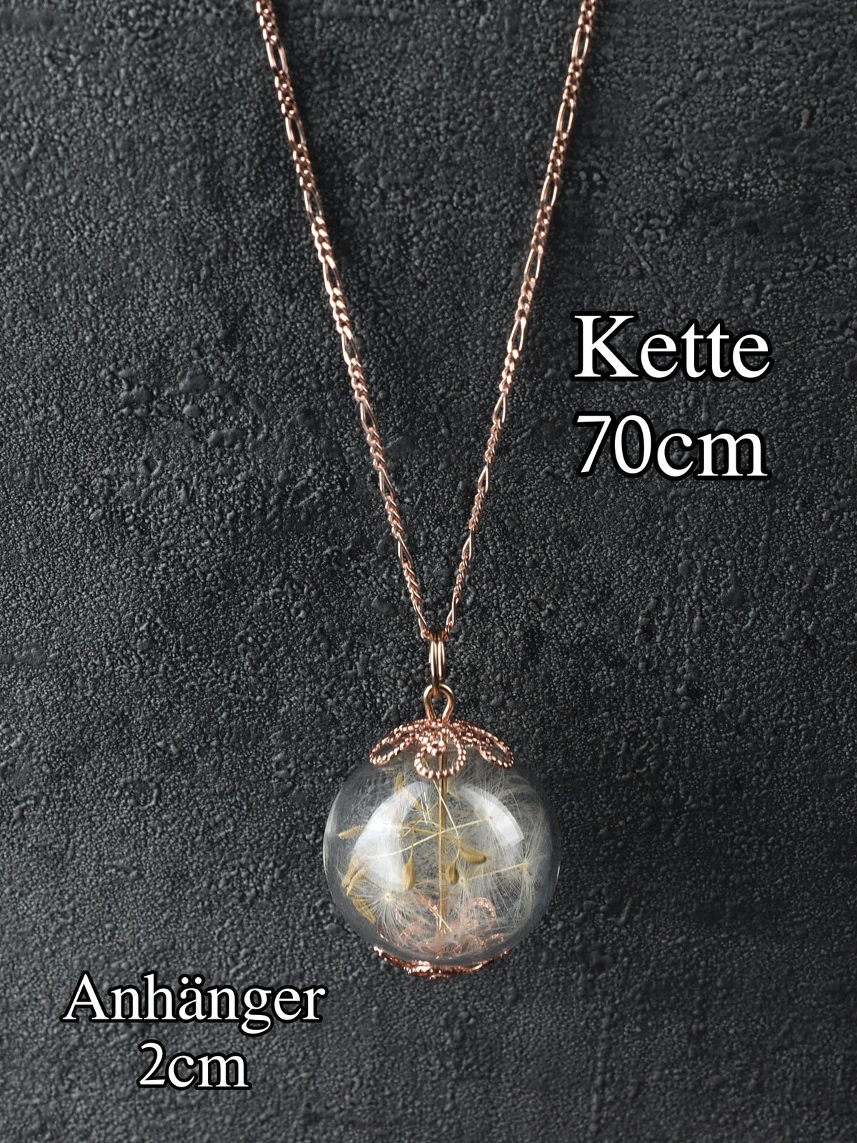 real Dandelion Pendant Necklace - 925 Sterling Rose Gold Gold-Plated - K925-129
