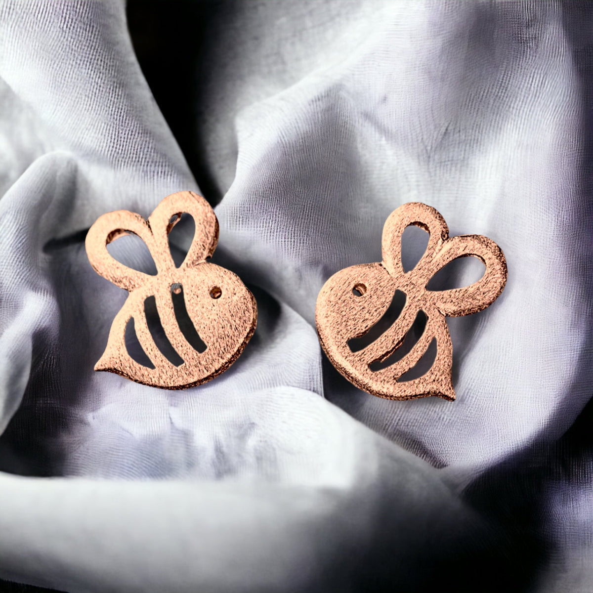 Bee Mini Stud Earrings - 925 Sterling Rose Gold Gold-Plated - OHR925-40