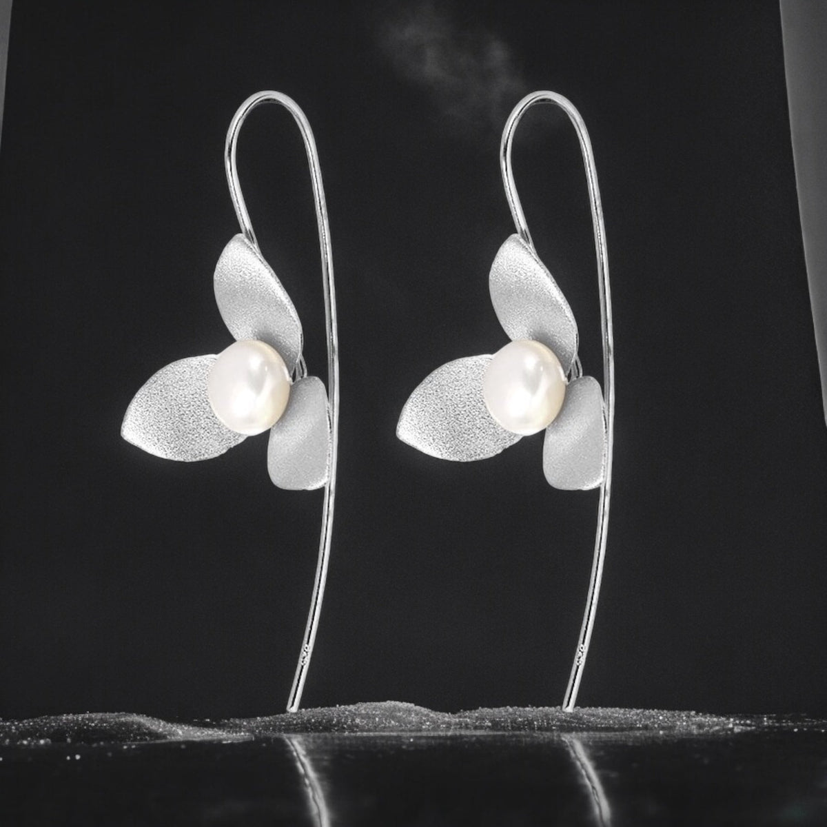 925 Sterling Silver Orchid Earrings with Pearl – OHR925-147