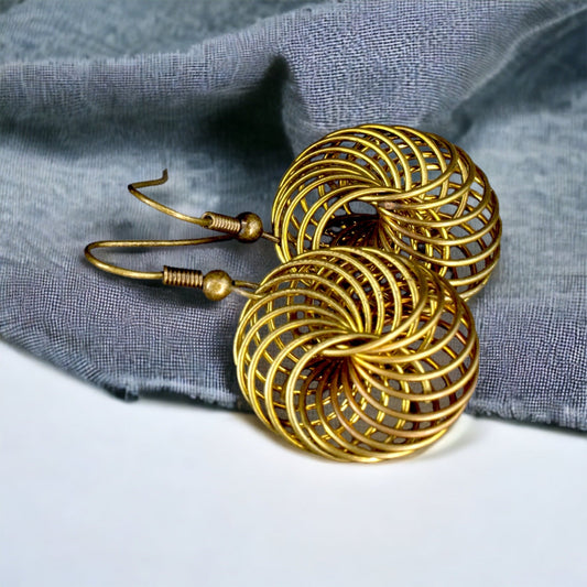 Bird's nest — bronze earrings in vintage style — 83
