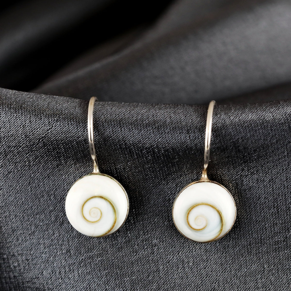 Shiva Eyes Earrings - 925 Sterling Silver Minimalist Shell Ocean Sea Maritime Jewelry - OHR925-53
