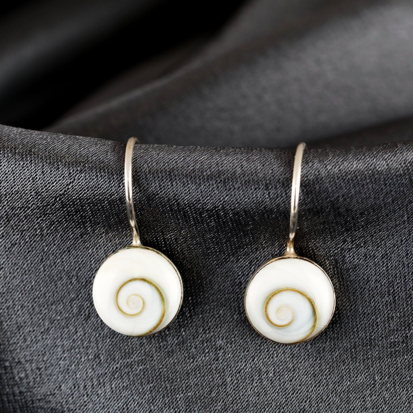 Shiva Eyes Earrings - 925 Sterling Silver Minimalist Shell Ocean…