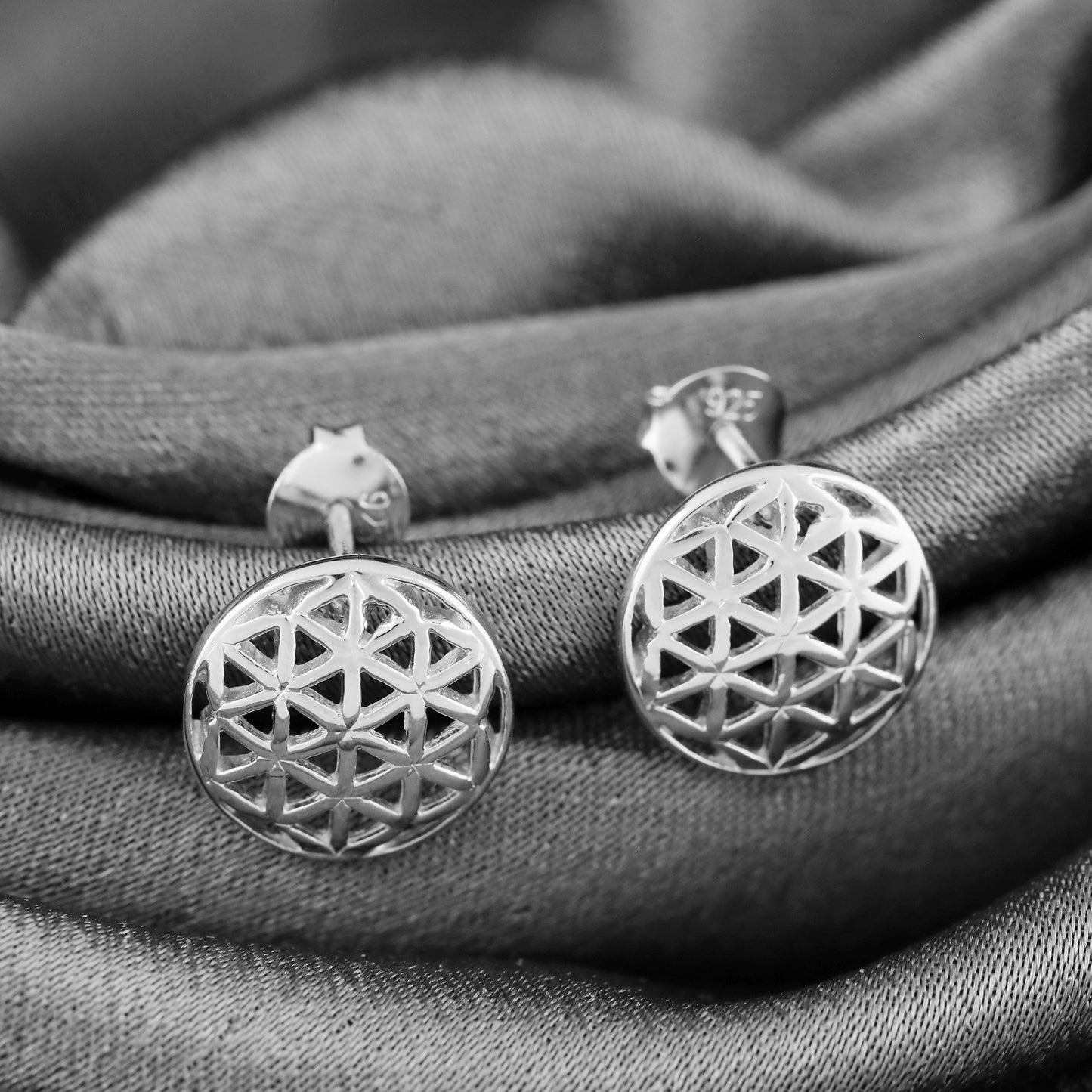 925 Sterling Silver Studs Flower of Life