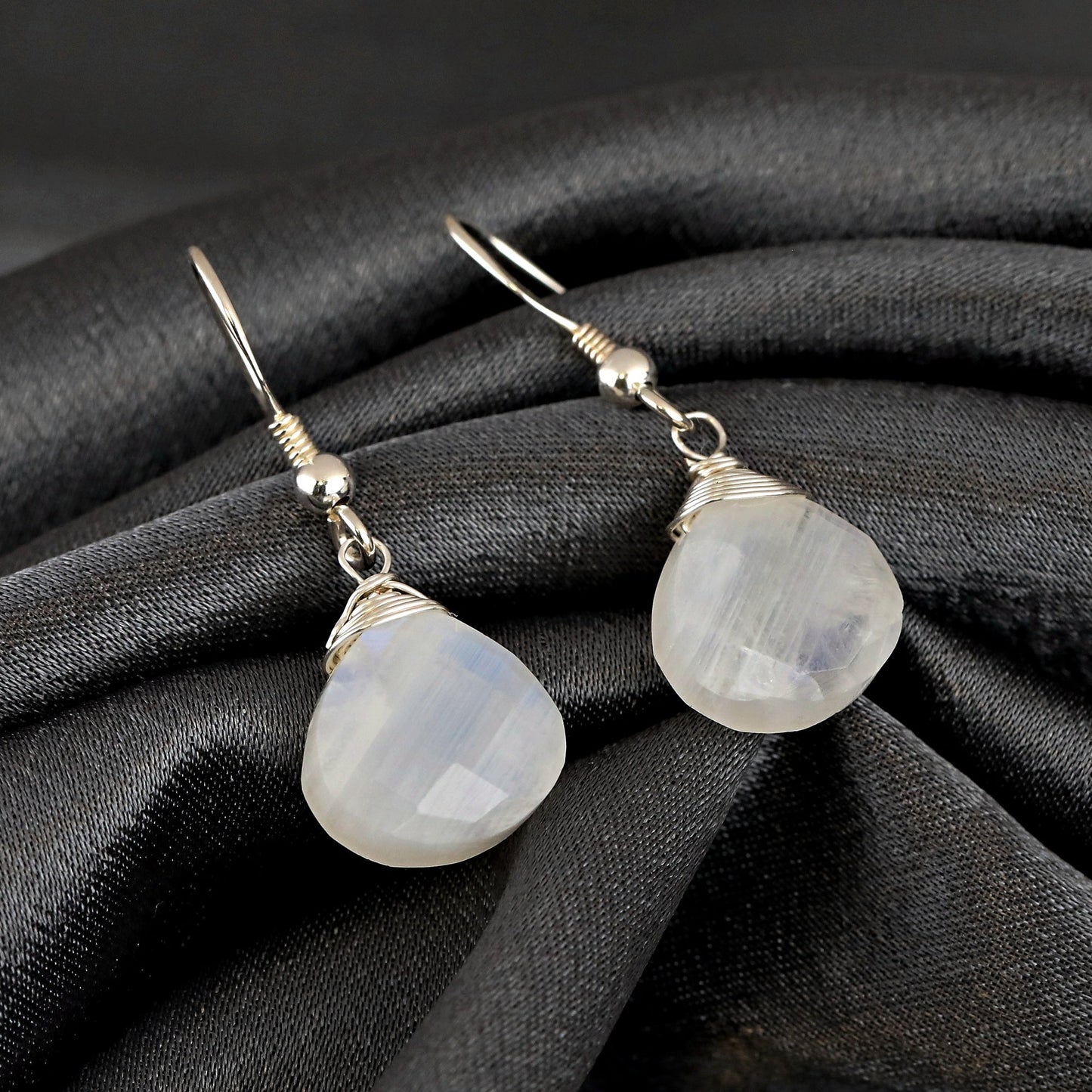 Moonstone Gemstone Earrings - 925 Sterling Silver