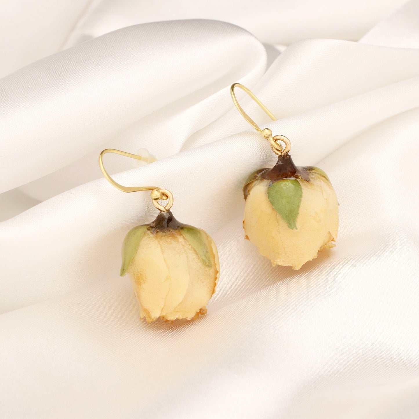 925 sterling gold-plated earrings with real roses