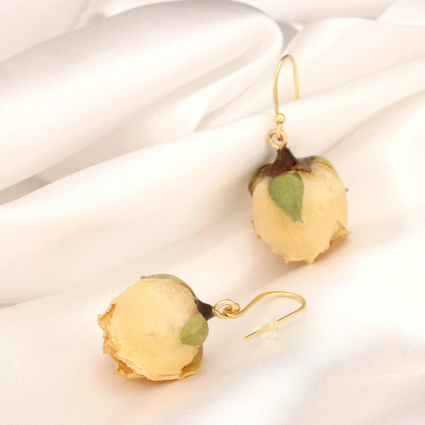 925 sterling gold-plated earrings with real roses