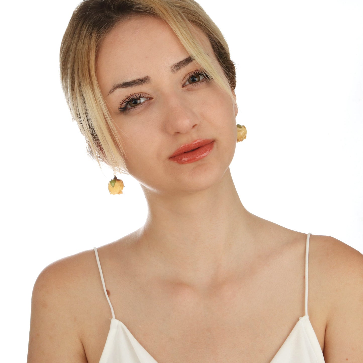 925 sterling gold-plated earrings with real roses