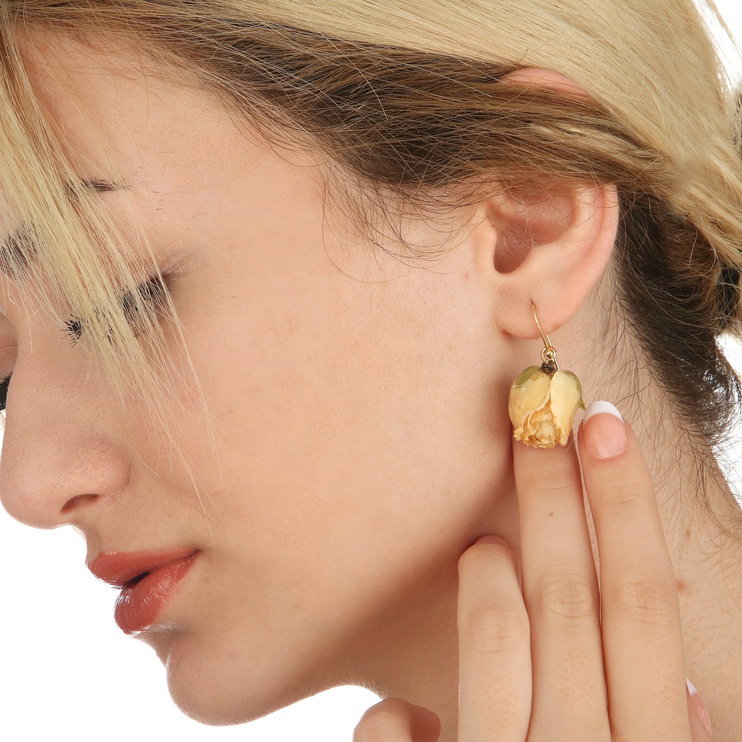 925 sterling gold-plated earrings with real roses