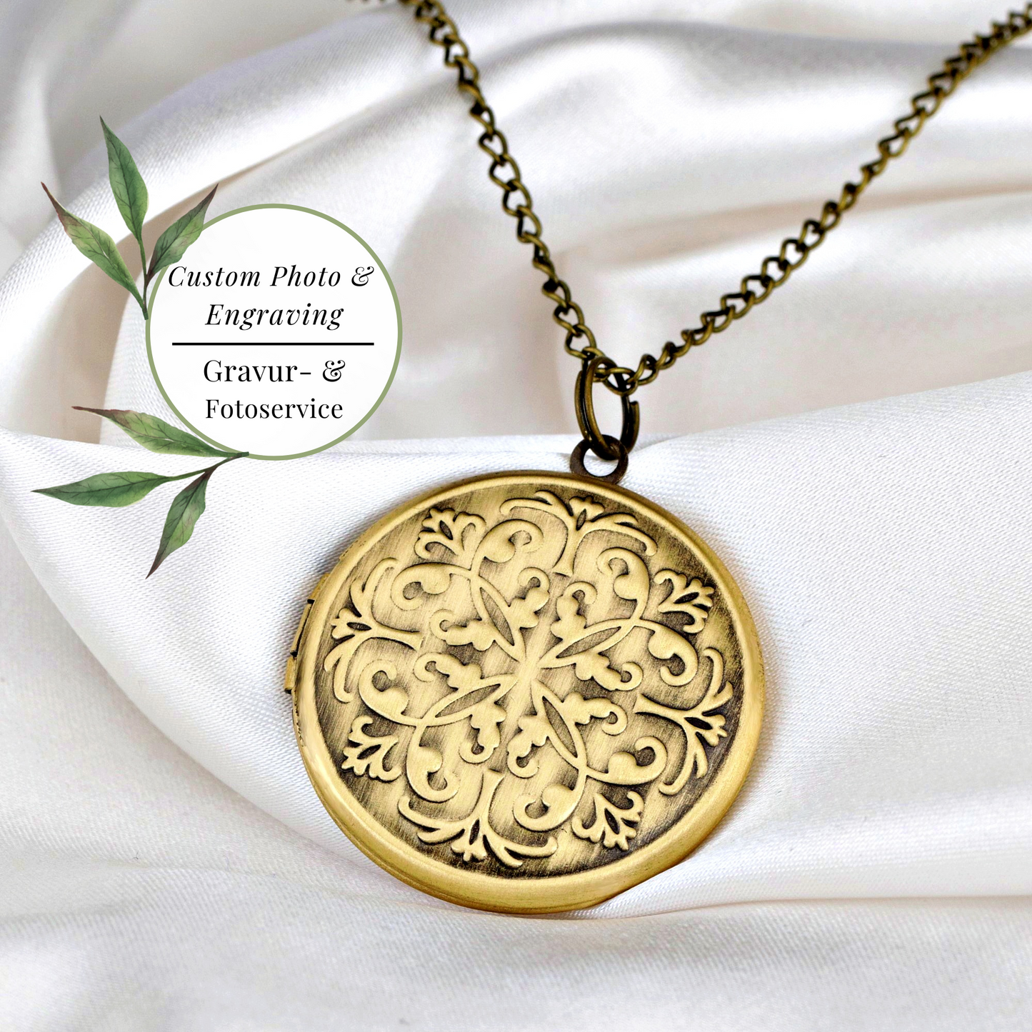 Photo medallion necklace with your photo Personalized oriental pendant