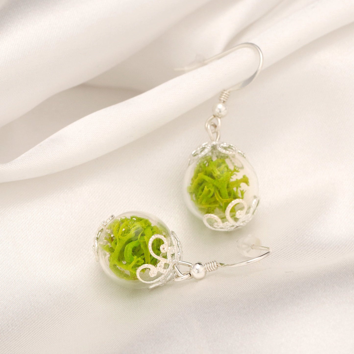 Real Moos Earrings - 925 Sterling Silver Jewelry - Botanical…