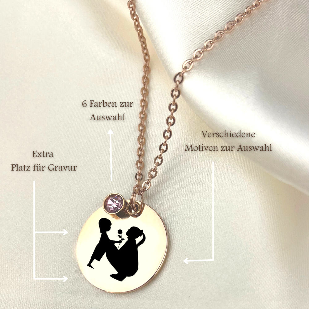 Personalizable Vintage SILHOUETTE Necklace with engraving (rose…
