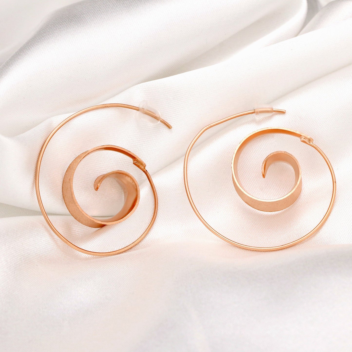 925 Sterling Silver Rose Gold-Plated Spiral Earrings BRUNEI II - OHR925-19